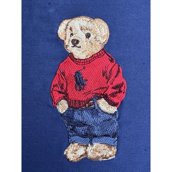 2 Ralph Lauren Polo Embroidered Sweater Bear Pillows With Down Inserts Blue READ - Picture 4 of 15